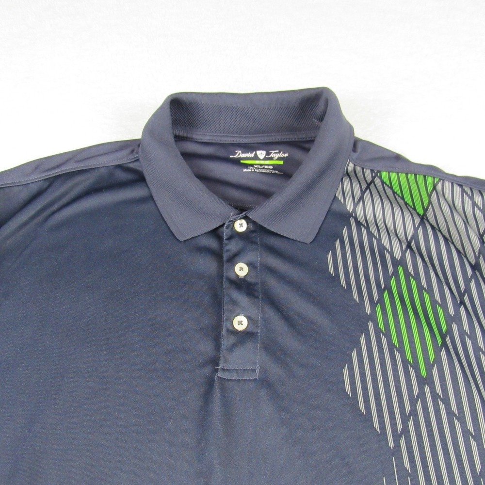 David Taylor Pro Mens XL Navy Blue Green Geometric Argyle Golf Polo Shirt XL/EG